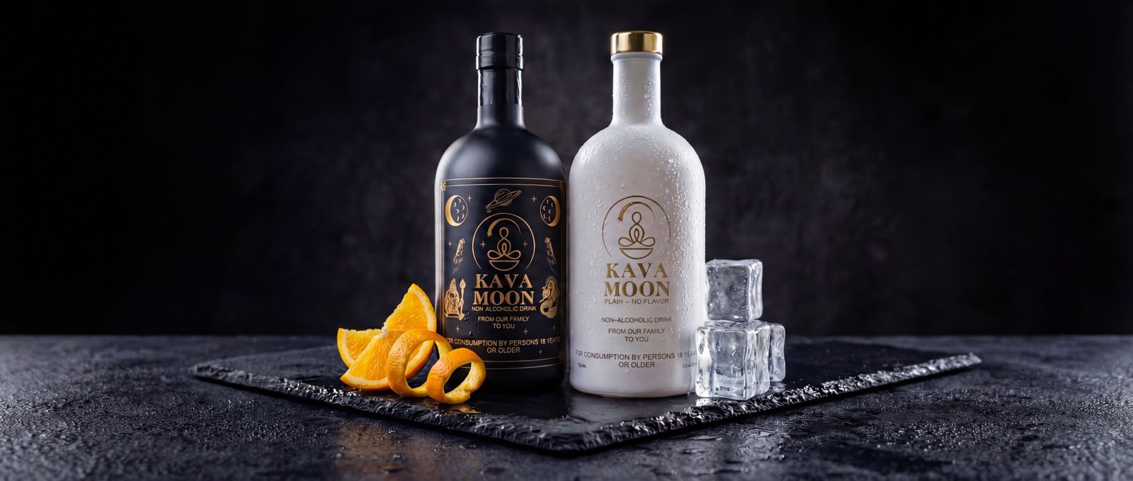 Kava Moon Signature and Pure Canvas bottles